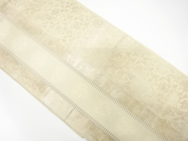 アンティーク　縞に花唐草模様織出し袋帯（材料）